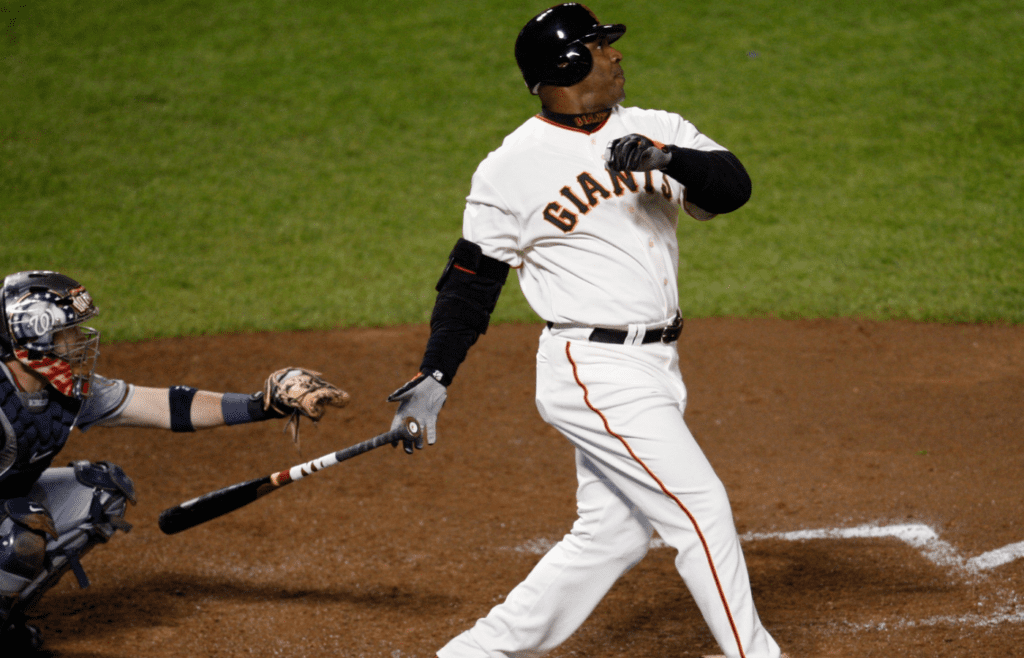 Barry Bonds hits home run number 756 off Nationals pitcher Mike Bacsik breaking Hank Aaron's all-time career home run record of 755 on Aug. 7, 2007