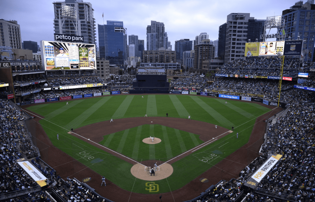 May 11, 2024; San Diego, California, USA; A general view of Petco Park during the fifth inning between the San Diego Padres and the Los Angeles Dodgers at Petco Park. Mandatory Credit: Orlando Ramirez-Imagn Images