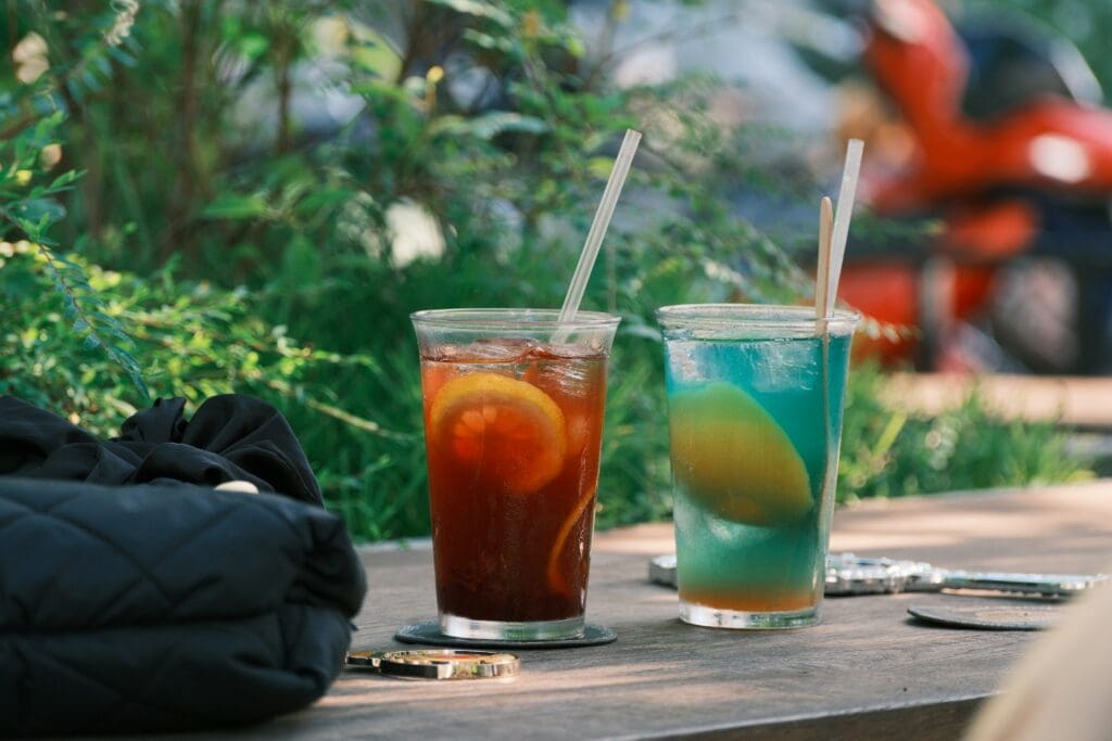 drinks in the backyard