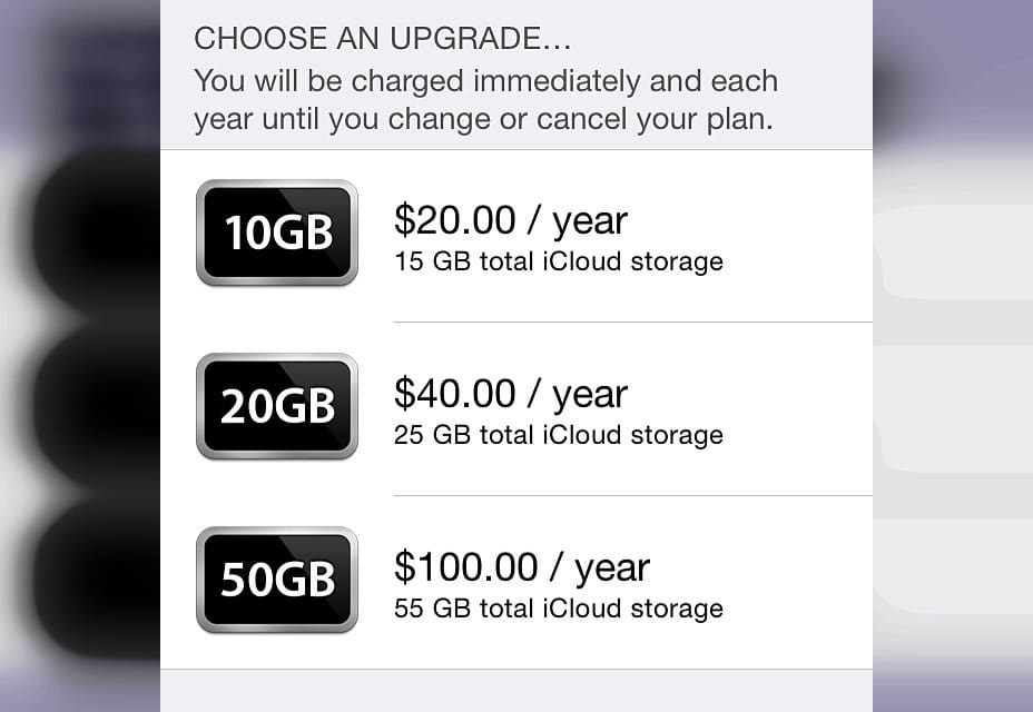 iCloud Storage Upgrades
