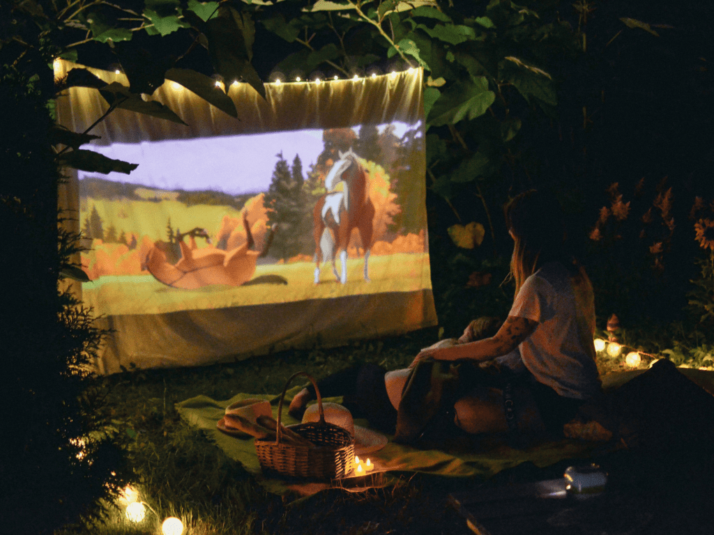 outdoor movie at camp