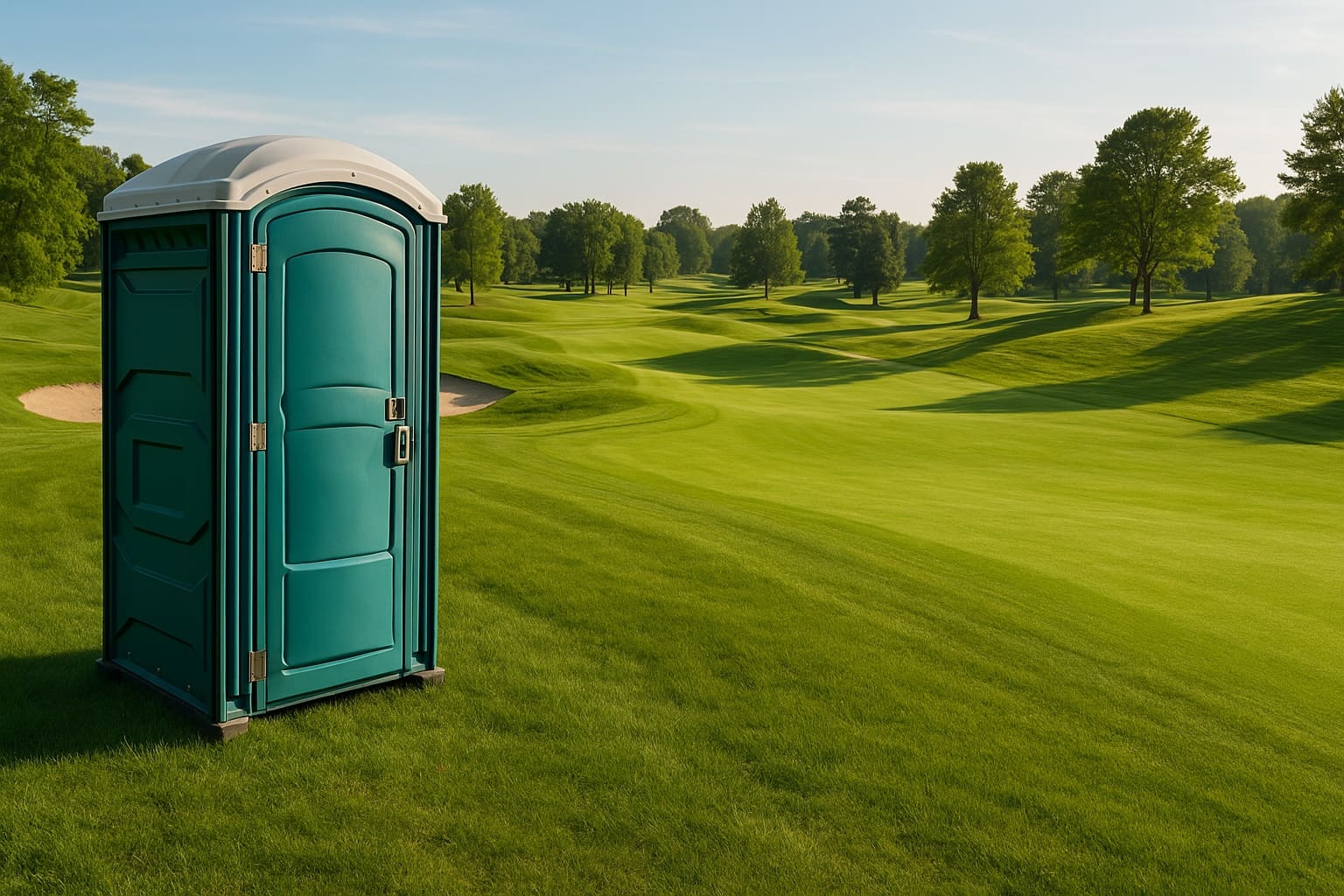Porta-potty on a golf course