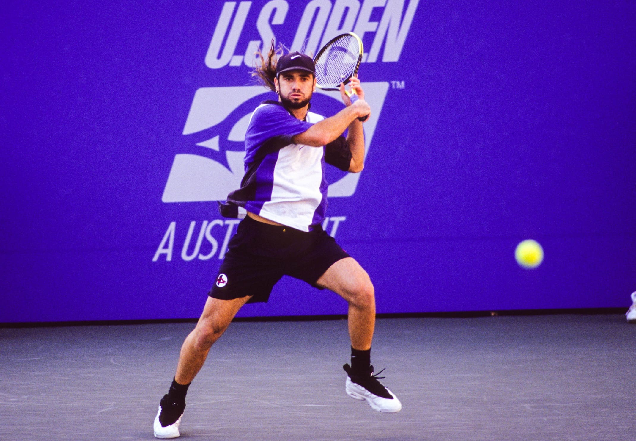 Unknown date, 1994; New York City, New York, USA: FILE PHOTO; Andre Agassi (USA) hits a forehand groundstroke during the 1994 US Open at the USTA National Tennis Center. Mandatory Credit: Lou Capozzola-USA TODAY Network