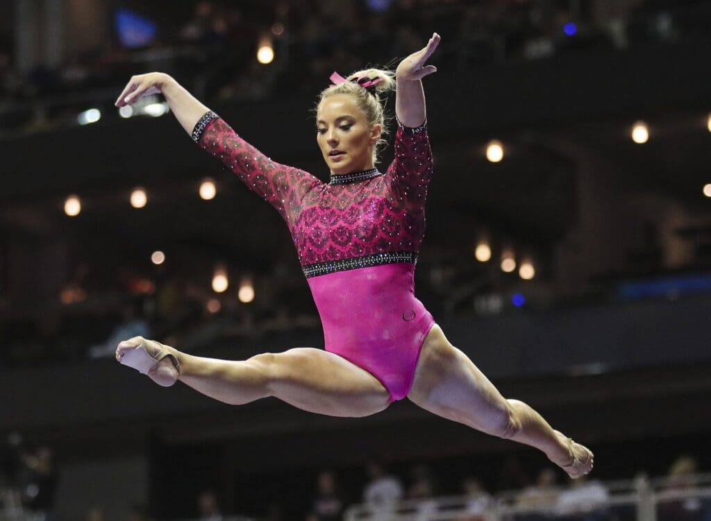 Aug 11, 2019; Kansas City, MO, USA; MyKayla Skinner during the 2019 U.S. Gymnastics Championships at Sprint Center. Mandatory Credit: Jay Biggerstaff-USA TODAY Sports