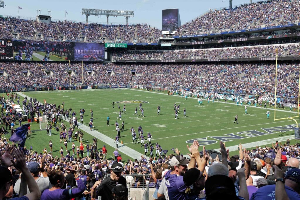 Sep 18, 2022; Baltimore, Maryland, USA; A general view of M&T Bank Stadium in the first quarter with the Baltimore Ravens against the Miami Dolphins at M&T Bank Stadium. Mandatory Credit: Mitch Stringer-USA TODAY Sports