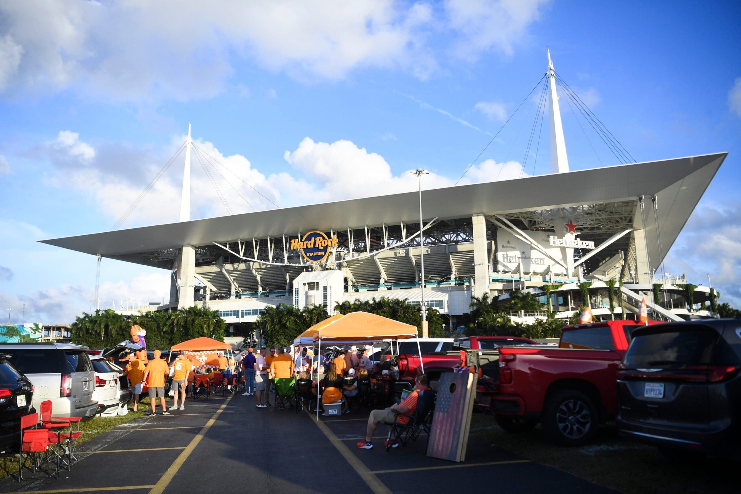 Fans tailgate before the Orange Bowl game between the Tennessee Vols and Clemson Tigers at Hard Rock Stadium in Miami Gardens, Fla. on Friday, Dec. 30, 2022.
Orangebowl1230 0019
