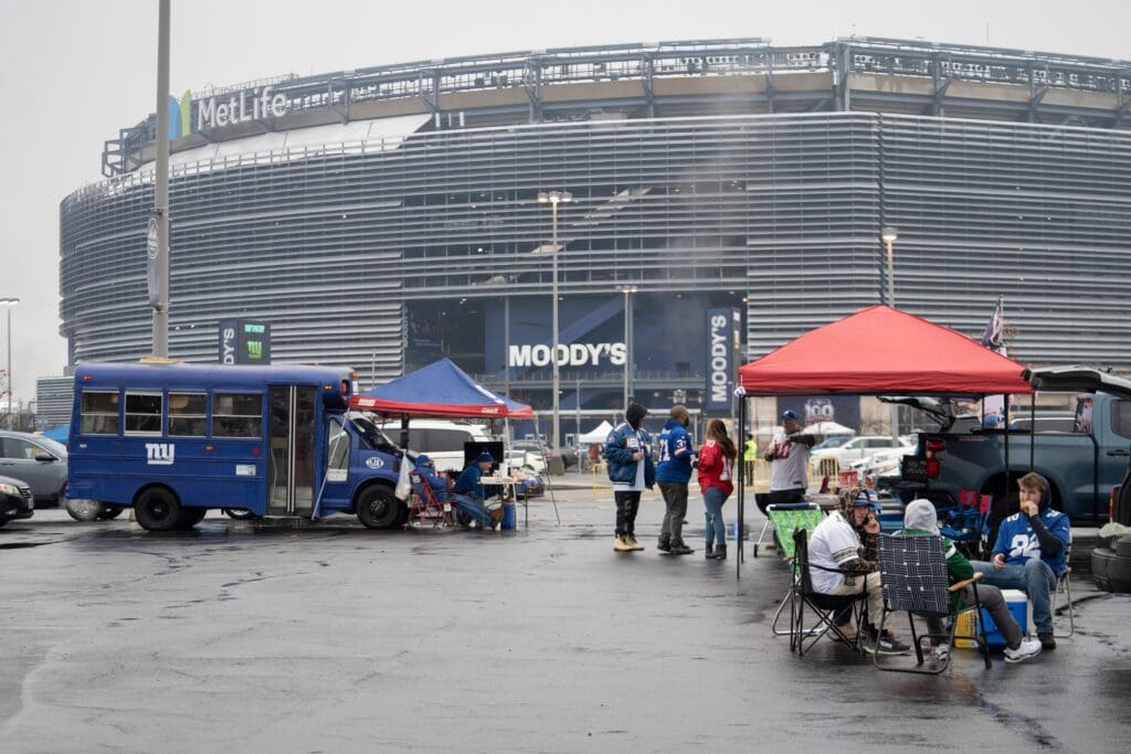 Fans tailgate prior to the start of the game between New York Giants and Indianapolis Colts at MetLife Stadium on Sunday, Dec. 29, 2024.
