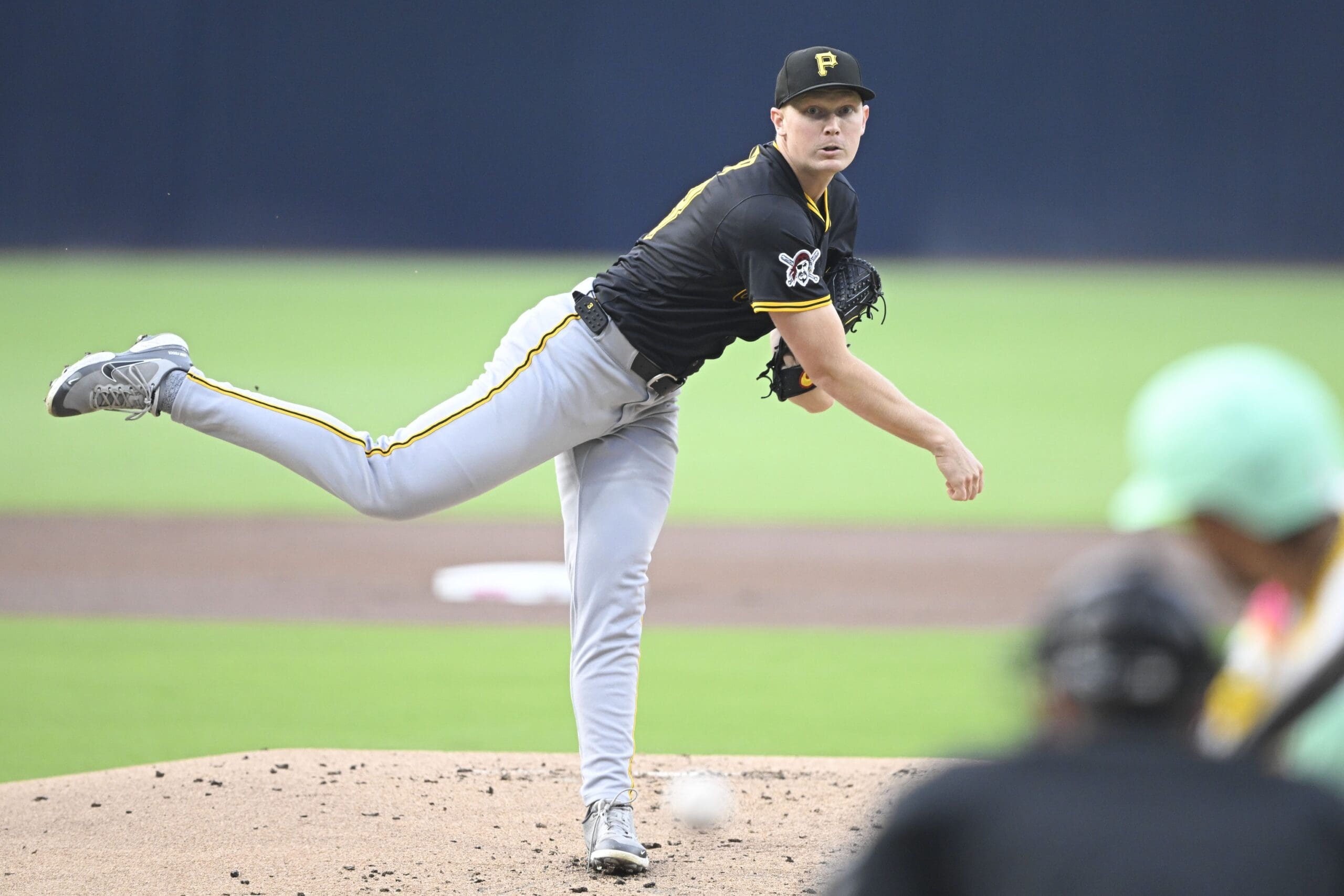 May 30, 2025; San Diego, California, USA; Pittsburgh Pirates starting pitcher Mitch Keller (23) delivers during the first inning against the San Diego Padres at Petco Park. Mandatory Credit: Denis Poroy-Imagn Images