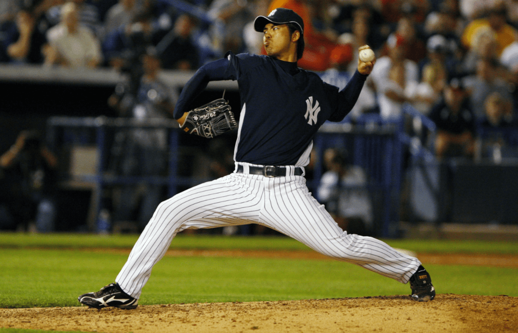March 10, 2009; Tampa, FL, USA; New York Yankees starting pitcher Kei Igawa (29) against Cincinnati Reds during their spring training game at George M. Steinbrenner Field. Mandatory Credit: Kim Klement-Imagn Images