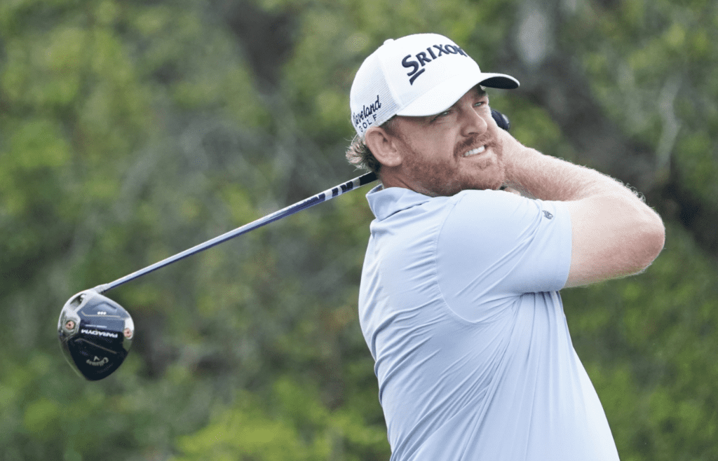Mar 30, 2023; San Antonio, Texas, USA; J.B. Holmes plays his shot from the first tee during the first round of the Valero Texas Open golf tournament. Mandatory Credit: Raymond Carlin III-Imagn Images