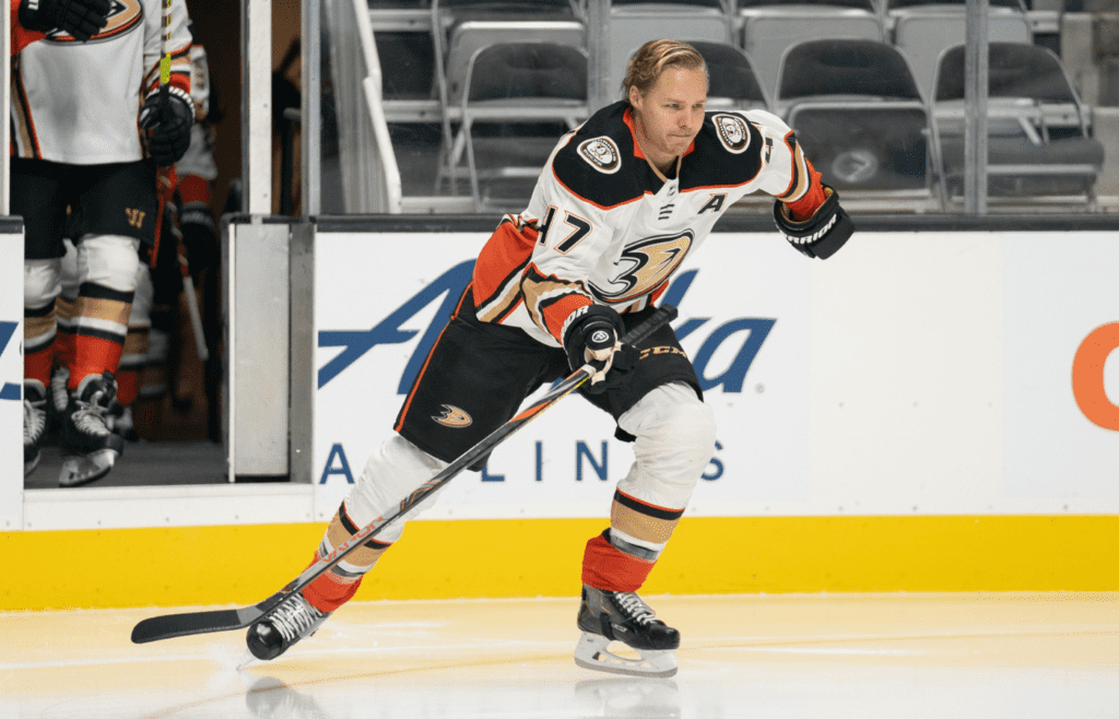 Feb 15, 2021; San Jose, California, USA; Anaheim Ducks center Ryan Kesler (17) warms up before the game against the San Jose Sharks at SAP Center at San Jose. Mandatory Credit: Stan Szeto-Imagn Images