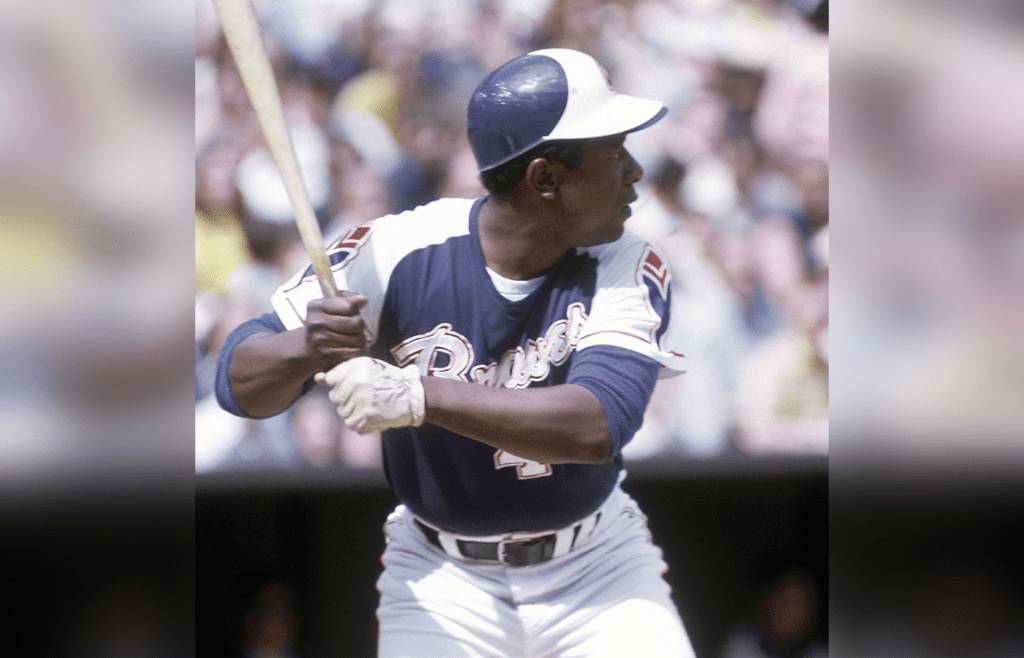 1973; Unknown location, USA; FILE PHOTO; Atlanta Braves outfielder Hank Aaron in action at the plate during the 1973 season. Mandatory Credit: Malcolm Emmons-USA TODAY NETWORK