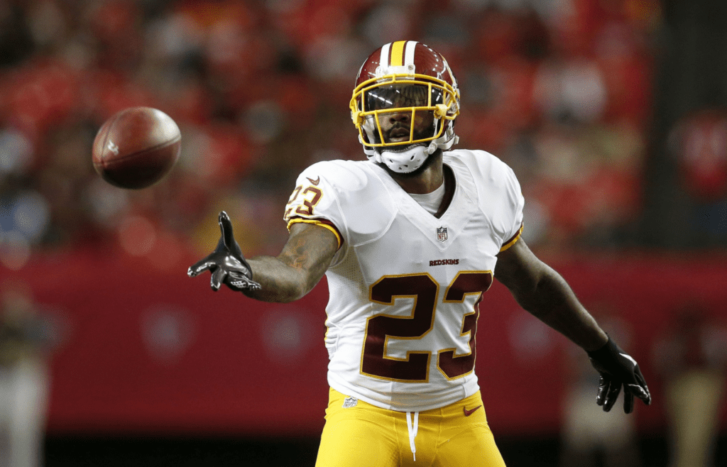 Aug 11, 2016; Atlanta, GA, USA; Washington Redskins strong safety DeAngelo Hall (23) in action against the Atlanta Falcons in the first quarter at the Georgia Dome. Mandatory Credit: Brett Davis-Imagn Images
