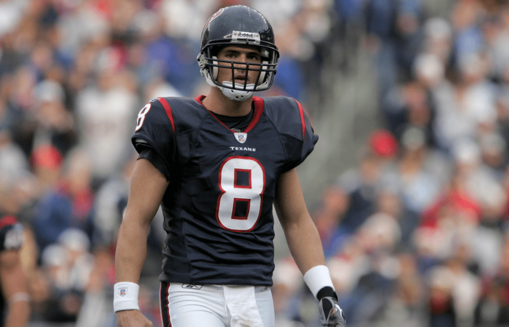 Dec 17, 2006; Foxborough, MA, USA; Houston Texans quarterback (8) David Carr during the 1st quarter against the New England Patriots at Gillette Stadium. The Patriots came away with the win 40 - 7. Mandatory Credit: David Butler II-Imagn Images Copyright © David Butler II
