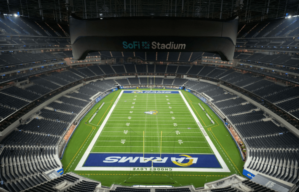 Dec 28, 2024; Inglewood, California, USA; A general overall view of an empty SoFi Stadium. Mandatory Credit: Kirby Lee-Imagn Images