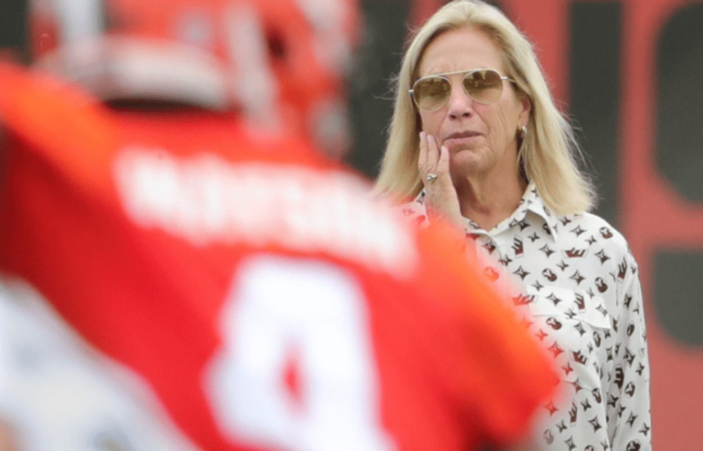 Browns owner Dee Haslam watches practice Tuesday, June 14, 2022 in Berea.