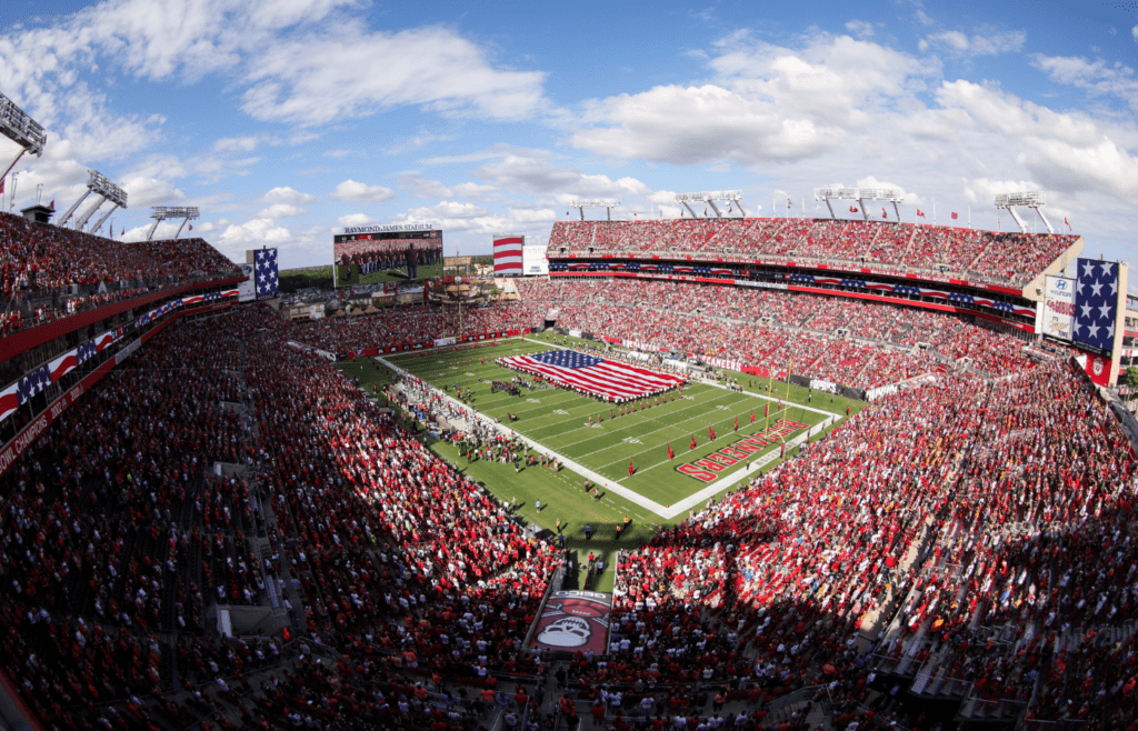 Sep 25, 2022; Tampa, Florida, USA; a general view of the stadium before the start of a before a game featuring the Green Bay Packers and Tampa Bay Buccaneers at Raymond James Stadium. Mandatory Credit: Nathan Ray Seebeck-Imagn Images