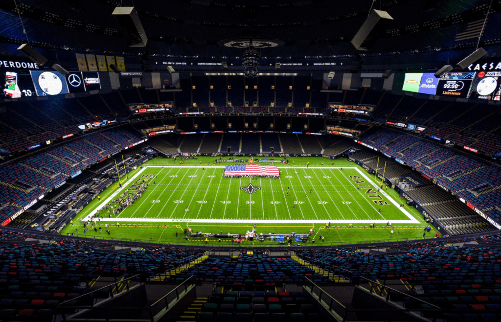 Sep 8, 2024; New Orleans, Louisiana, USA; General view of the stadium before the game between the New Orleans Saints and the Carolina Panthers at Caesars Superdome. Mandatory Credit: Stephen Lew-Imagn Images