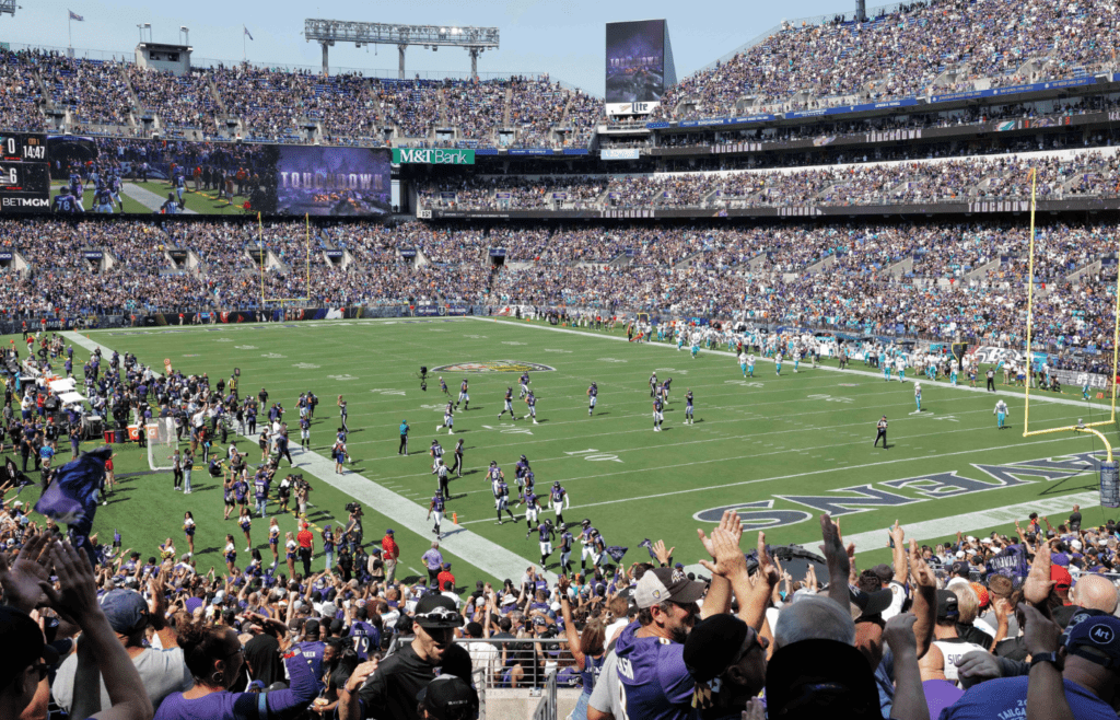 Sep 18, 2022; Baltimore, Maryland, USA; A general view of M&T Bank Stadium in the first quarter with the Baltimore Ravens against the Miami Dolphins at M&T Bank Stadium. Mandatory Credit: Mitch Stringer-Imagn Images