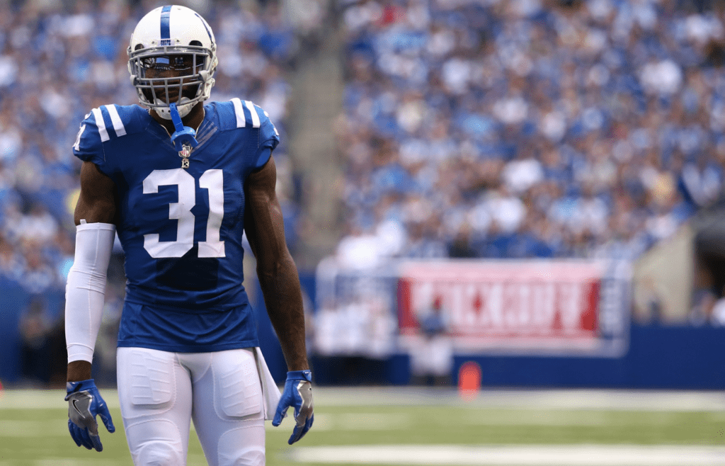 Sep 11, 2016; Indianapolis, IN, USA; Indianapolis Colts defensive back Antonio Cromartie (31) looks on against the Detroit Lions at Lucas Oil Stadium. The Lions won 39-35. Mandatory Credit: Aaron Doster-Imagn Images