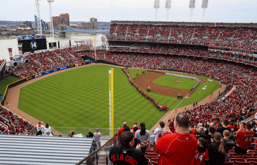 Mar 27, 2025; Cincinnati, Ohio, USA; A general view of the field before the game between the San Francisco Giants and the Cincinnati Reds at Great American Ball Park. Mandatory Credit: Katie Stratman-Imagn Images