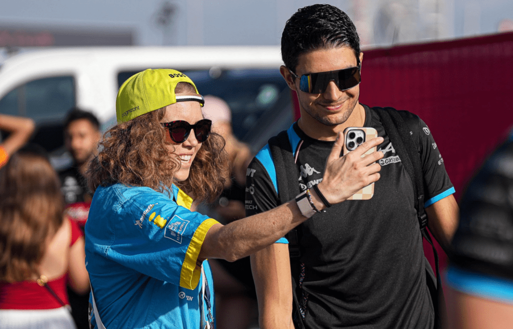 F1 fan Nicole Pearce from Fort Worth takes a photo with BWT Alpine driver Esteban Ocon ahead of the Formula 1 Lenovo United States Grand Prix at Circuit of Americas on Sunday Oct. 22, 2023.