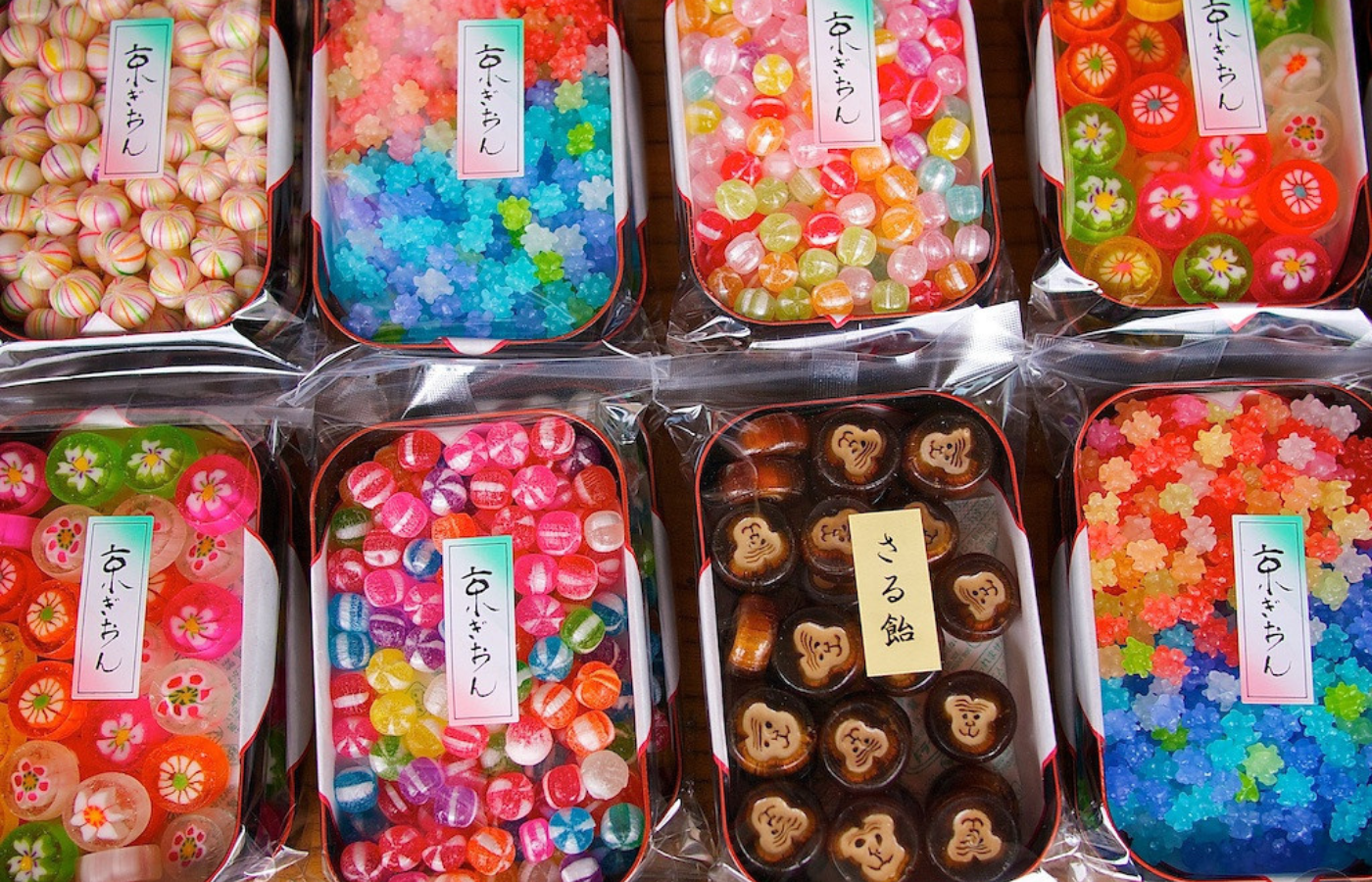 Colorful sweets in different flavors