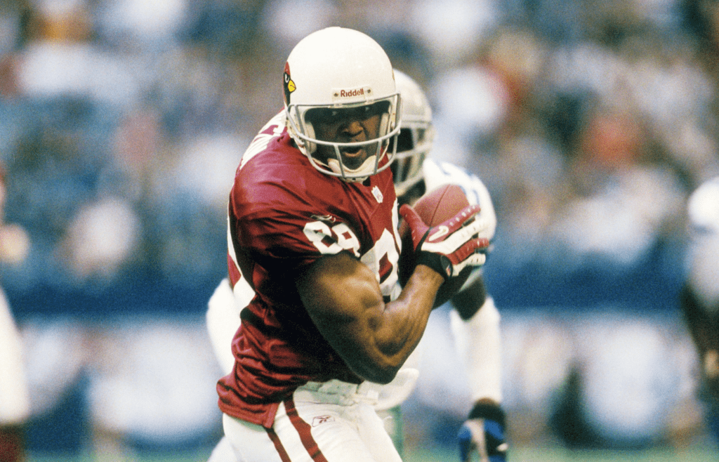 Oct 28, 2001; Irving, TX, USA; FILE PHOTO; Arizona Cardinals receiver David Boston (89) carries the ball against the Dallas Cowboys at Texas Stadium. Mandatory Credit: James D. Smith-Imagn Images
