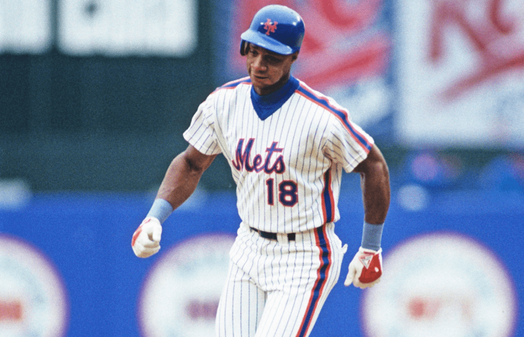 May 6, 1990; Flushing, NY, USA; FILE PHOTO; New York Mets right fielder Darryl Strawberry in action against the Houston Astros at Shea Stadium. Mandatory Credit: RVR Photos-USA TODAY NETWORK