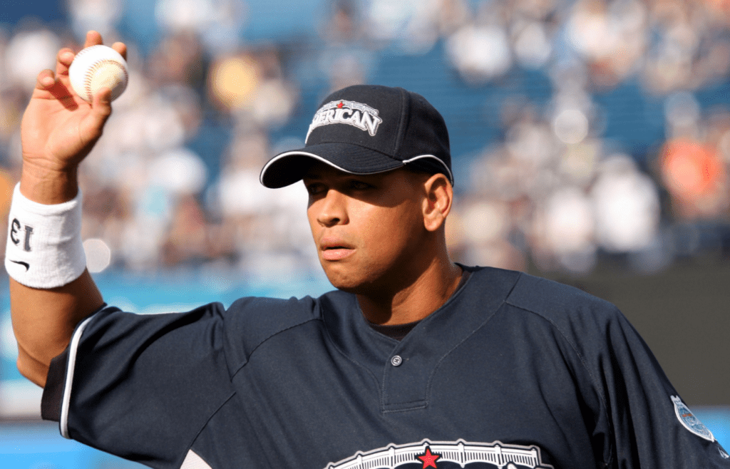 Yankee third baseman Alex Rodriguez during batting practice for the American League at Yankee Stadium in the Bronx July 14, 2008.