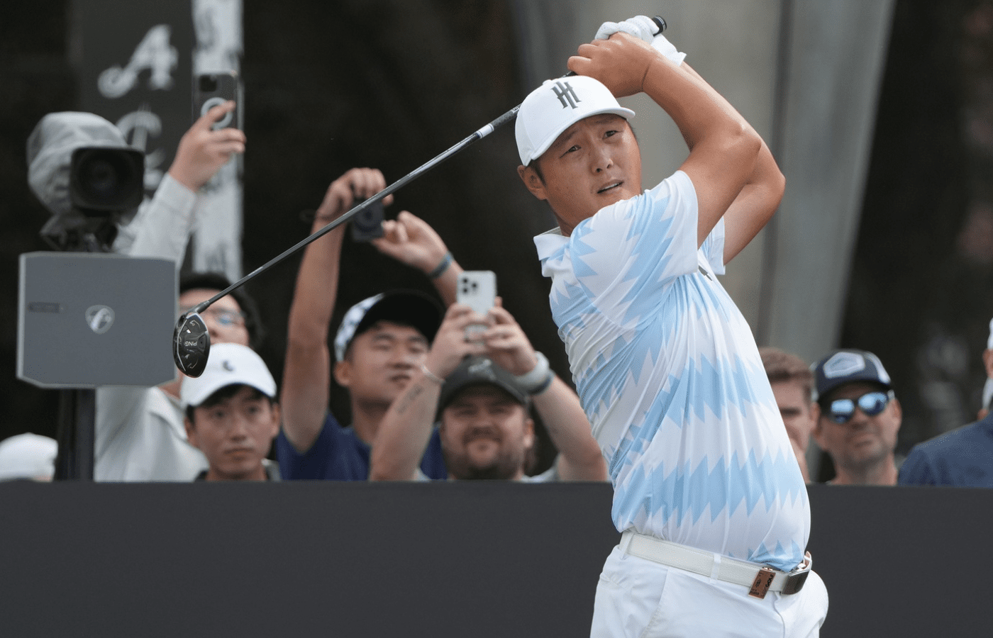 Danny Lee of the Iron Heads GC plays his shot from the tenth tee during the LIV Golf Dallas Team Championship Finals at Maridoe Golf Club. Mandatory