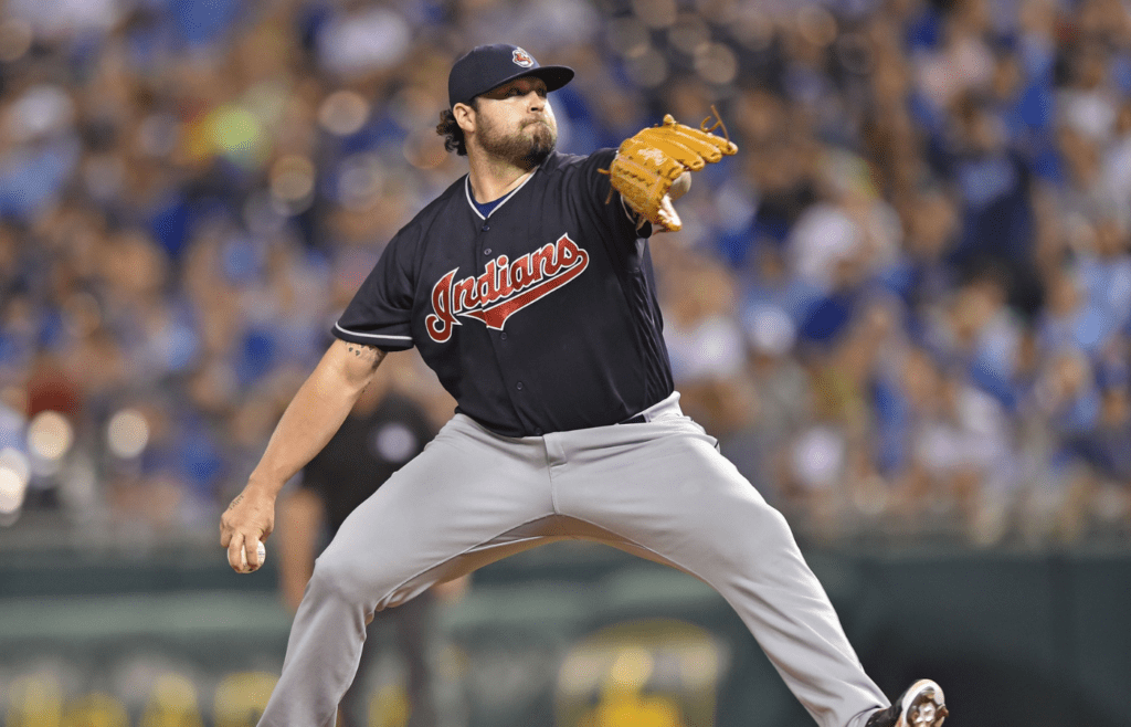 Cleveland Indians pitcher Joba Chamberlain (62) delivers a pitch against the Kansas City Royals during the eighth inning at Kauffman Stadium
