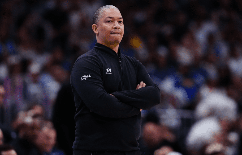 LA Clippers head coach Tyronn Lue during the third quarter against the Denver Nuggets during game seven of first round for the 2025 NBA Playoffs at Ball Arena