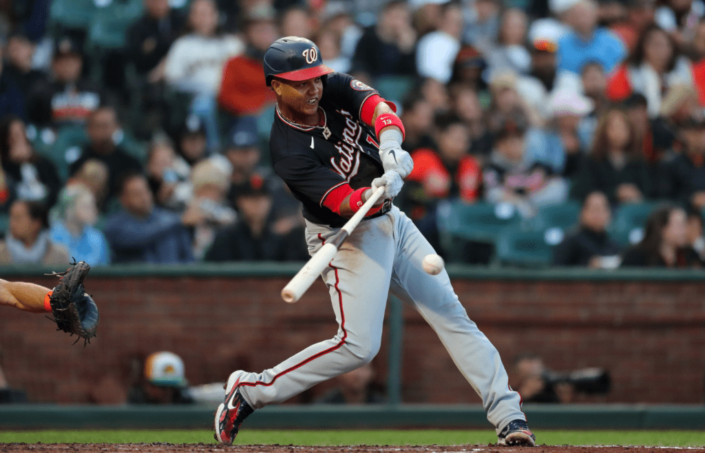 Washington Nationals second baseman Starlin Castro (13) during the game against the San Francisco Giants at Oracle Park