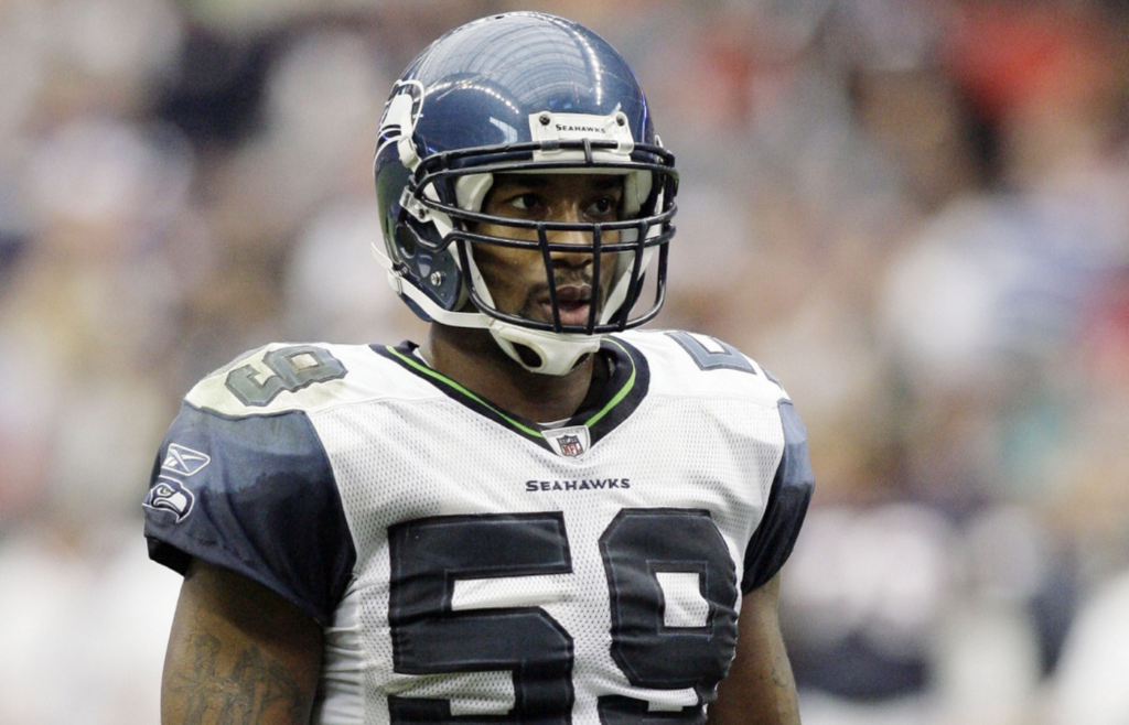 Dec 13, 2009; Houston, TX, USA; Seattle Seahawks linebacker Aaron Curry (59) in action against the Houston Texans in the second quarter at Reliant Stadium. Mandatory Credit: Brett Davis-Imagn Images