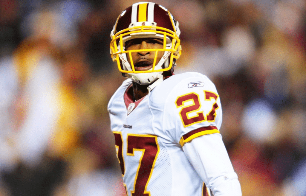 Nov 16, 2008; Washington, DC, USA; Washington Redskins cornerback Fred Smoot (27) during the game against the Dallas Cowboys at FedEx Field. Mandatory Credit: James Lang-Imagn Images
