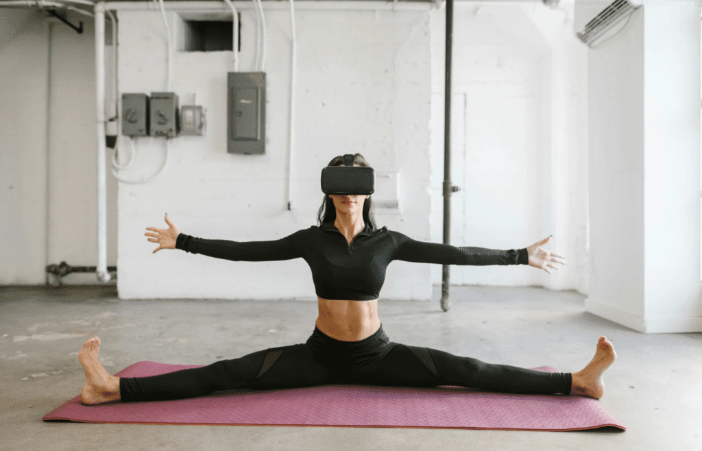 A person wearing futuristic smart glasses