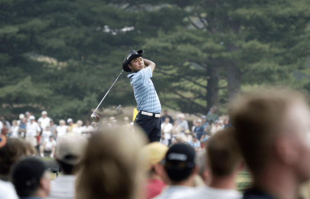 Aug 12, 2005; Springfield, NJ, USA; Shingo Katayama tees off on the 17th hole during the 2nd round of the 87th PGA Championship at Baltusrol Golf Club. Mandatory Credit: Jason Parkhurst-Imagn Images Copyright © 2005 Jason Parkhurst