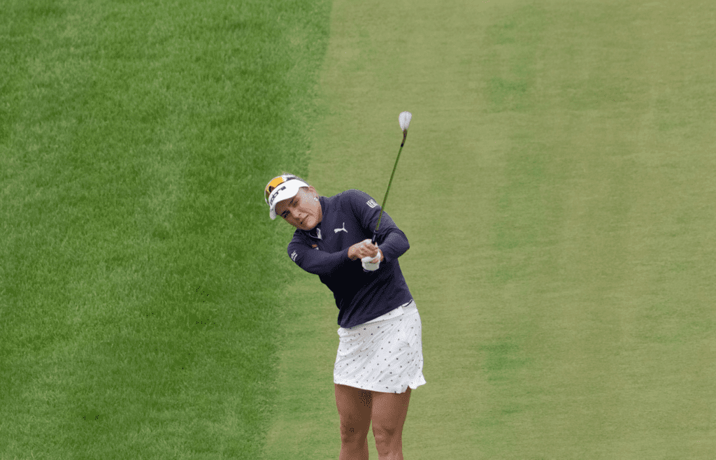 Lexi Thompson hits an approach shot on the eighth hole during the second round of the U.S. Women’s, Friday, May 30, 2025, at Erin Hills in the Town of Erin, Wisconsin.