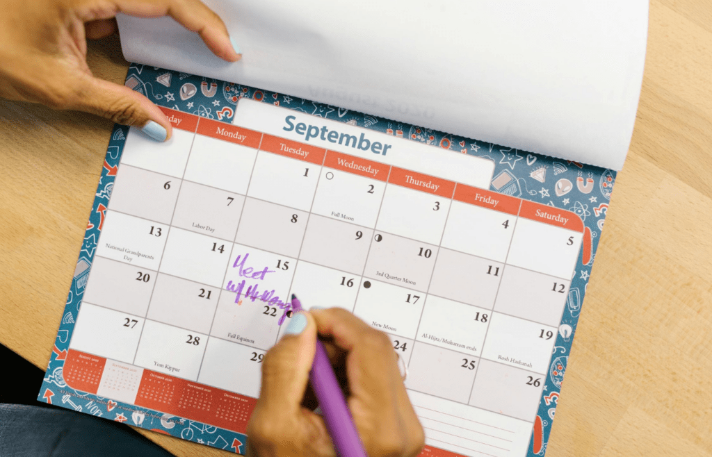 A calendar reminder for bill due dates
