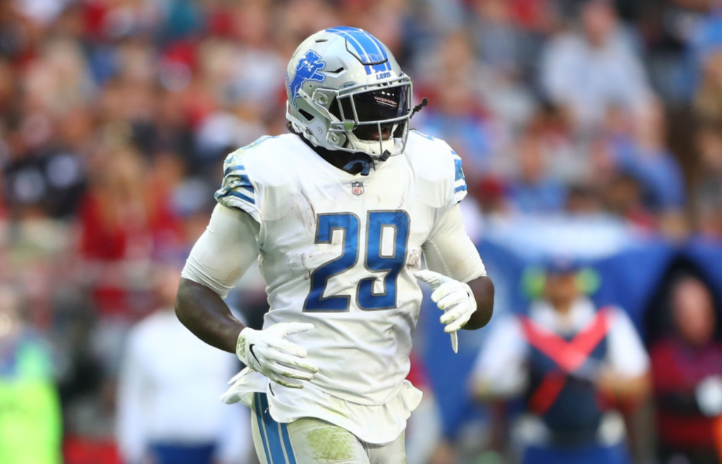 Dec 9, 2018; Glendale, AZ, USA; Detroit Lions running back LeGarrette Blount (29) against the Arizona Cardinals at State Farm Stadium. Mandatory Credit: Mark J. Rebilas-Imagn Images