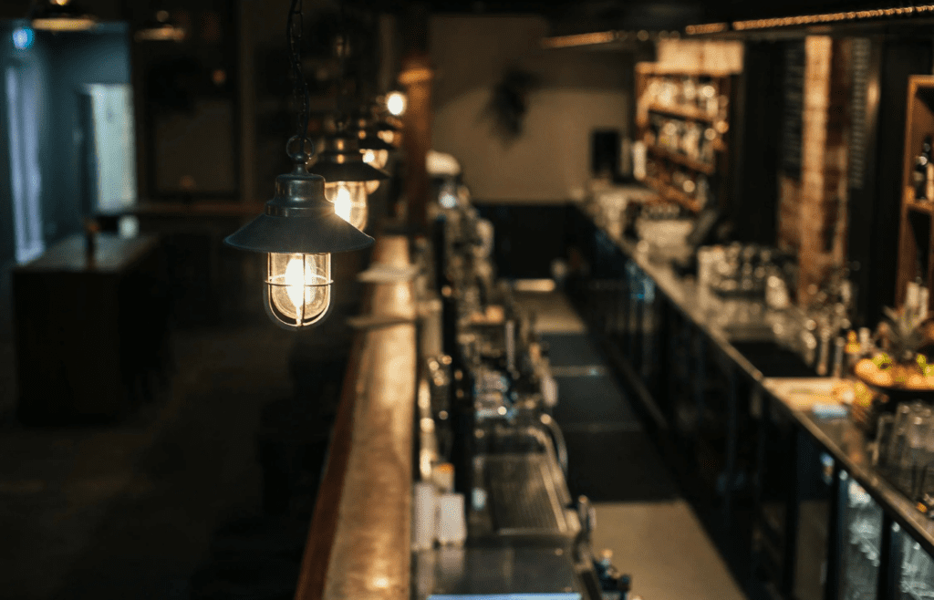 A cozy retail environment with ambient lighting