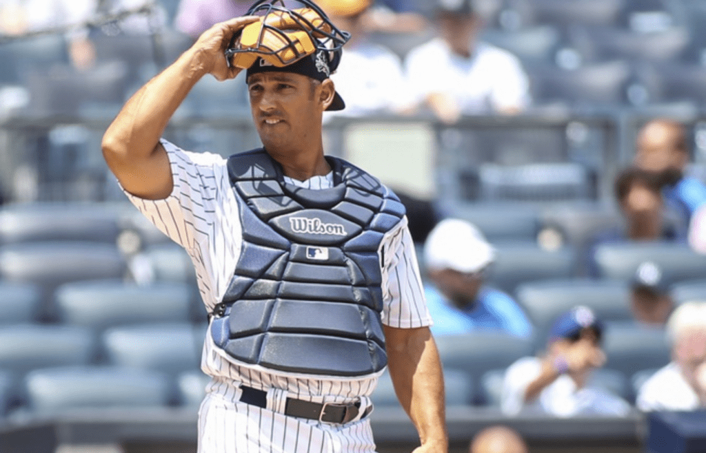 Jun 25, 2017; Bronx, NY, USA; Former NY Yankee catcher Jorge Posada during the 71st Old Timer's Day Game at Yankee Stadium. Mandatory Credit: Wendell Cruz-Imagn Images