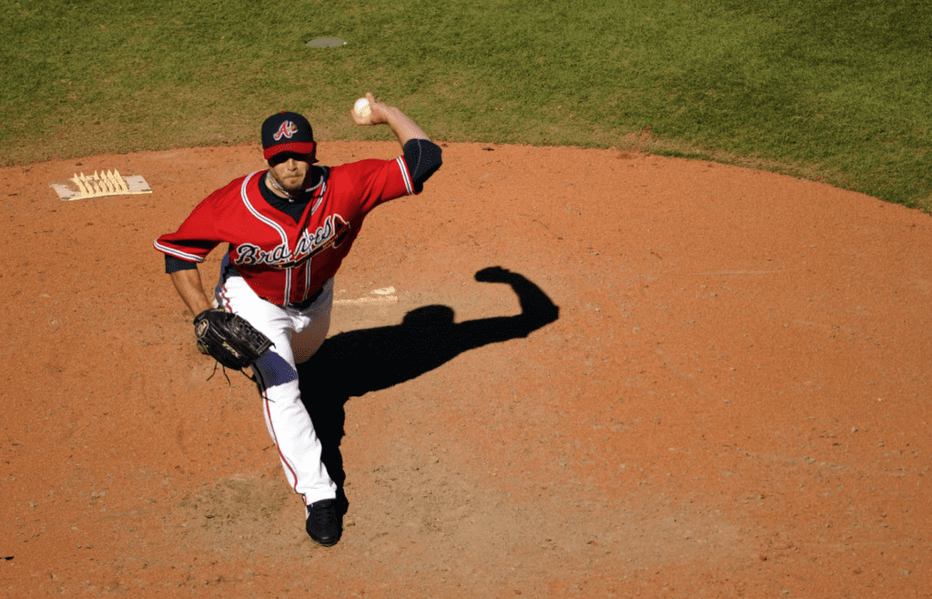 October 3, 2010; Atlanta, GA, USA; Atlanta Braves relief pitcher Billy Wagner (13) fires off a pitch against the Philadelphia Phillies during top of the 8th inning at Turner Field. The Brave defeated the Phillies 8-7. Mandatory Credit: John David Mercer-Imagn Images
