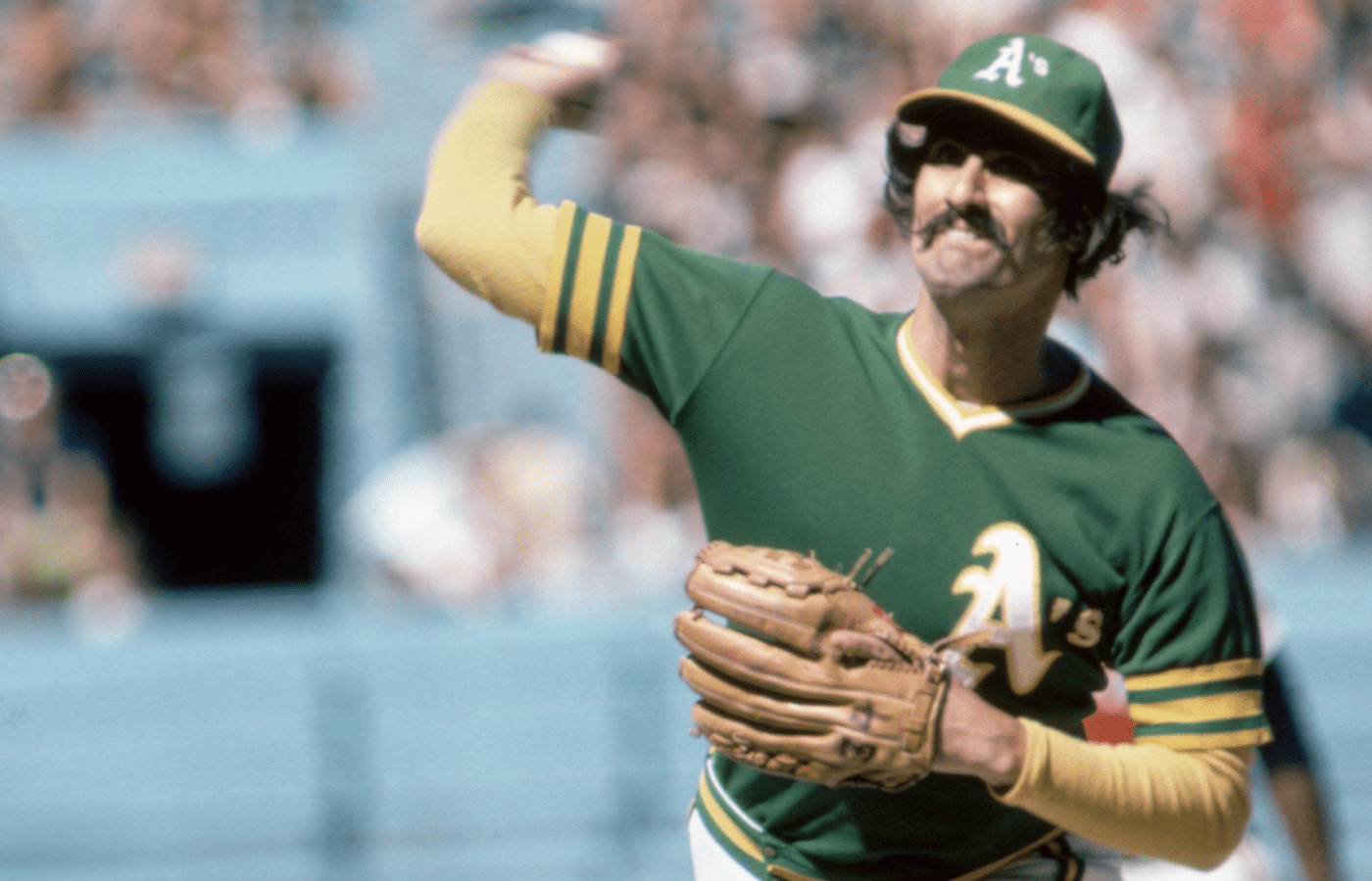 May 1974; Cleveland, OH, USA; FILE PHOTO; Oakland Athletics pitcher Rollie Fingers delivers a pitch against the Cleveland Indians at Cleveland Stadium during the 1974 season. Mandatory Credit: Malcolm Emmons-Imagn Images