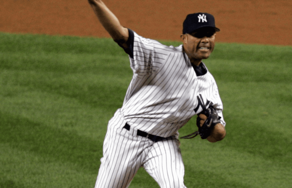 Yankees pitcher Mariano Rivera pitching in the 9th inning against the Angels in game 4 of the American Leaque Divison Series at Yankee Stadium Oct. 9, 2005 ( Frank Becerra Jr. / The Journal News ) Yankees Angels