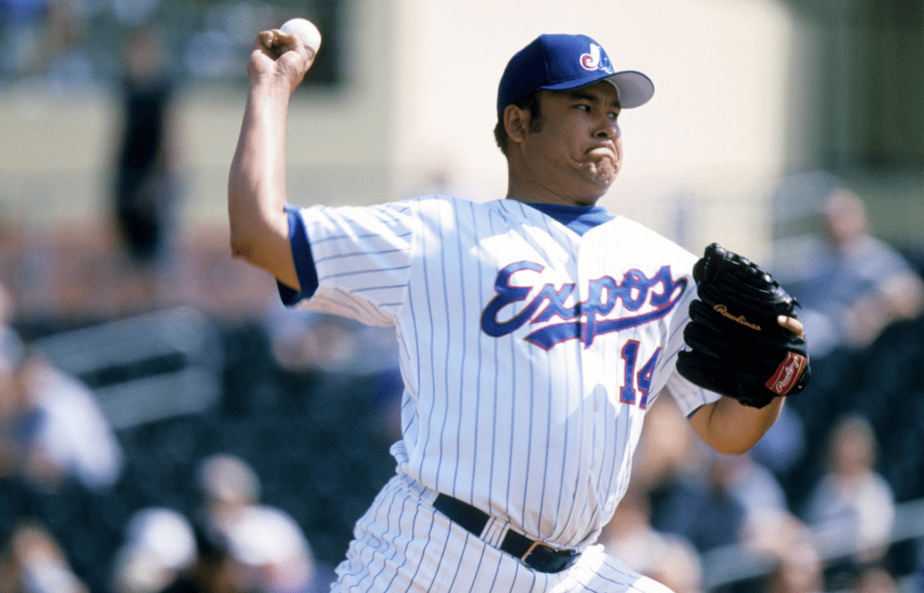 2000, Jupiter, FL, USA; FILE PHOTO; Montreal Expos pitcher Hideki Irabu in action on the mound against the New York Mets at Roger Dean Stadium during Spring Training. Mandatory Credit: RVR Photos-Imagn Images