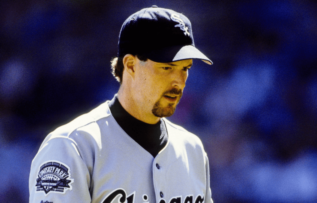 Jul 14, 1991; Milwaukee, WI, USA; FILE PHOTO; Chicago White Sox pitcher Jack McDowell on the field against the Milwaukee Brewers at Milwaukee County Stadium. Mandatory Credit: RVR Photos-Imagn Images