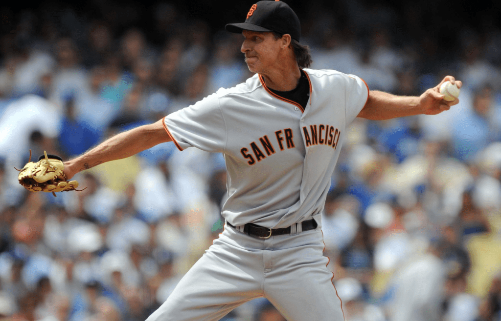 Apr 13, 2009; Los Angeles, CA, USA; San Francisco Giants starter Randy Johnson (51) pitches during the 2009 Opening Day game against the Los Angeles Dodgers at Dodger Stadium. The Dodgers defeated the Giants 11-1. Mandatory Credit: Kirby Lee/Image of Sport-Imagn Images