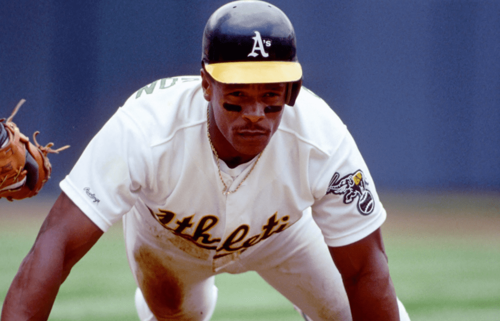 Jul 20, 1991; Oakland, CA, USA; Rickey Henderson of the Oakland Athletics in action against his former team the New York Yankees at the Oakland Coliseum. Mandatory Credit: Photo By Imagn Images © Copyright Imagn Images